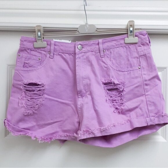 nwt F21 LILAC PINK DENIM SHORTS - Picture 1 of 2